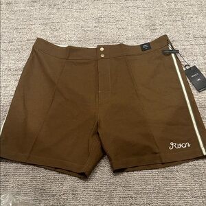 RVCA Sunset Trunk Brown Shorts with Cream Accents 38 17”